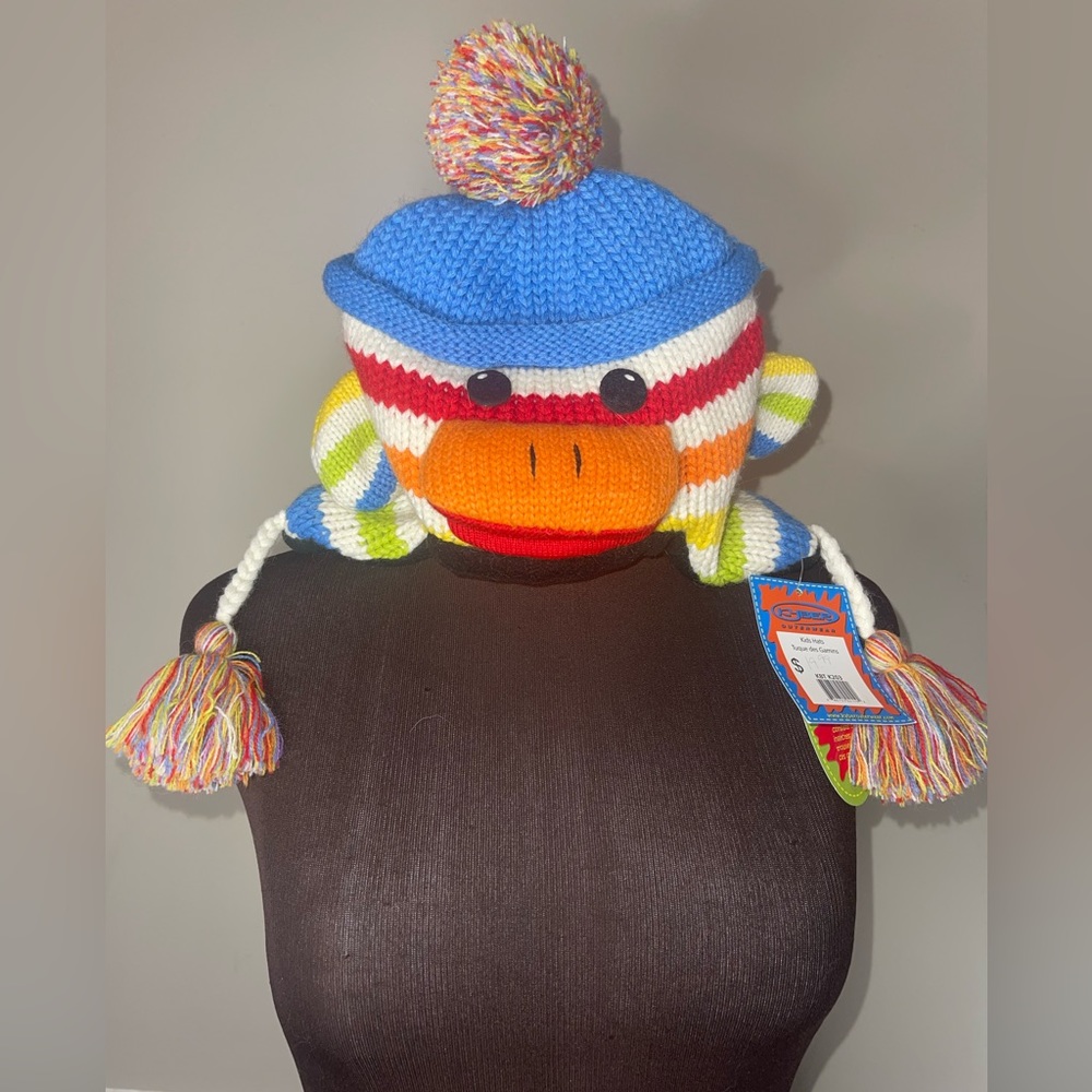 Kyber Outwear RAINBOW SOCK MONKEY-knit LINED  Kids‎ Hat New